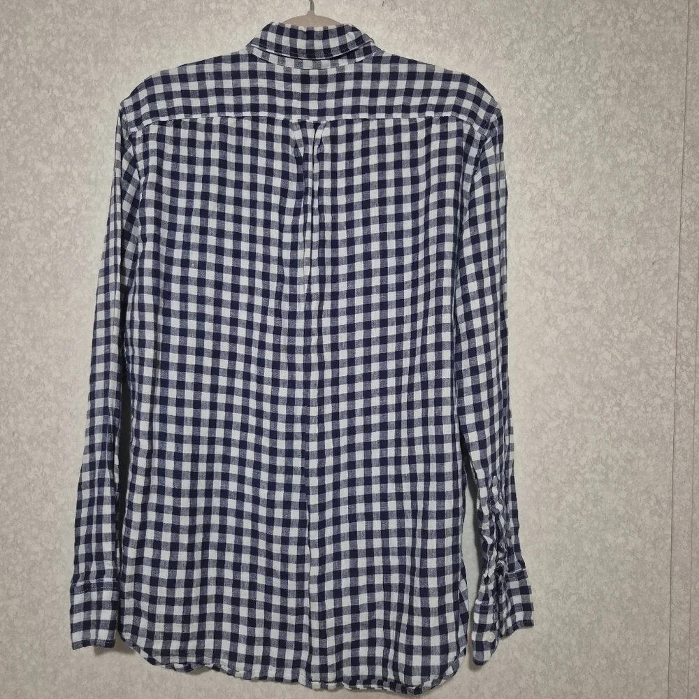 J,CREW Men's Blue Checkered Shirt...SIZE:M